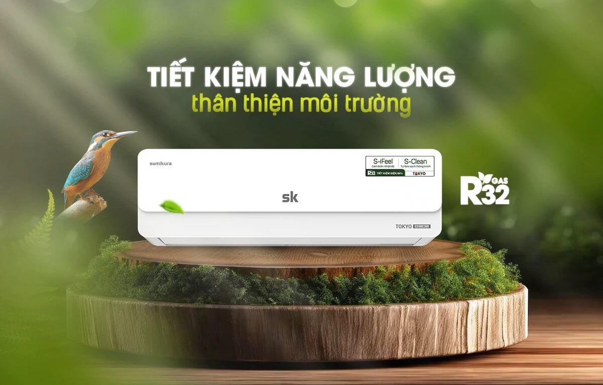 Sử dụng môi chất lạnh R32 thân thiện với môi trường, tiết kiệm điện 