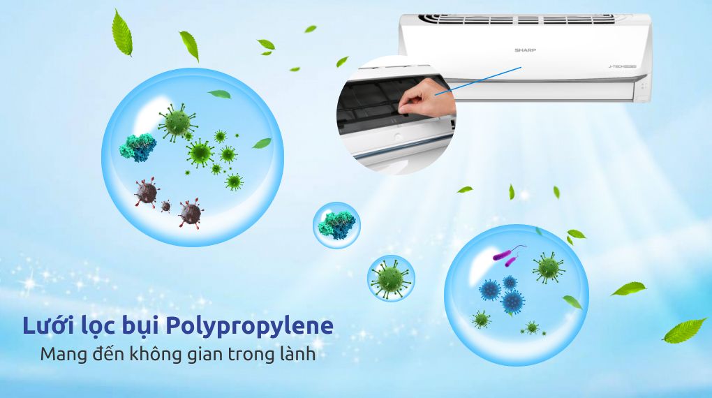 Hệ thống lưới lọc bụi Polypropylene bắt giữ các hạt bụi bên trong không khí 