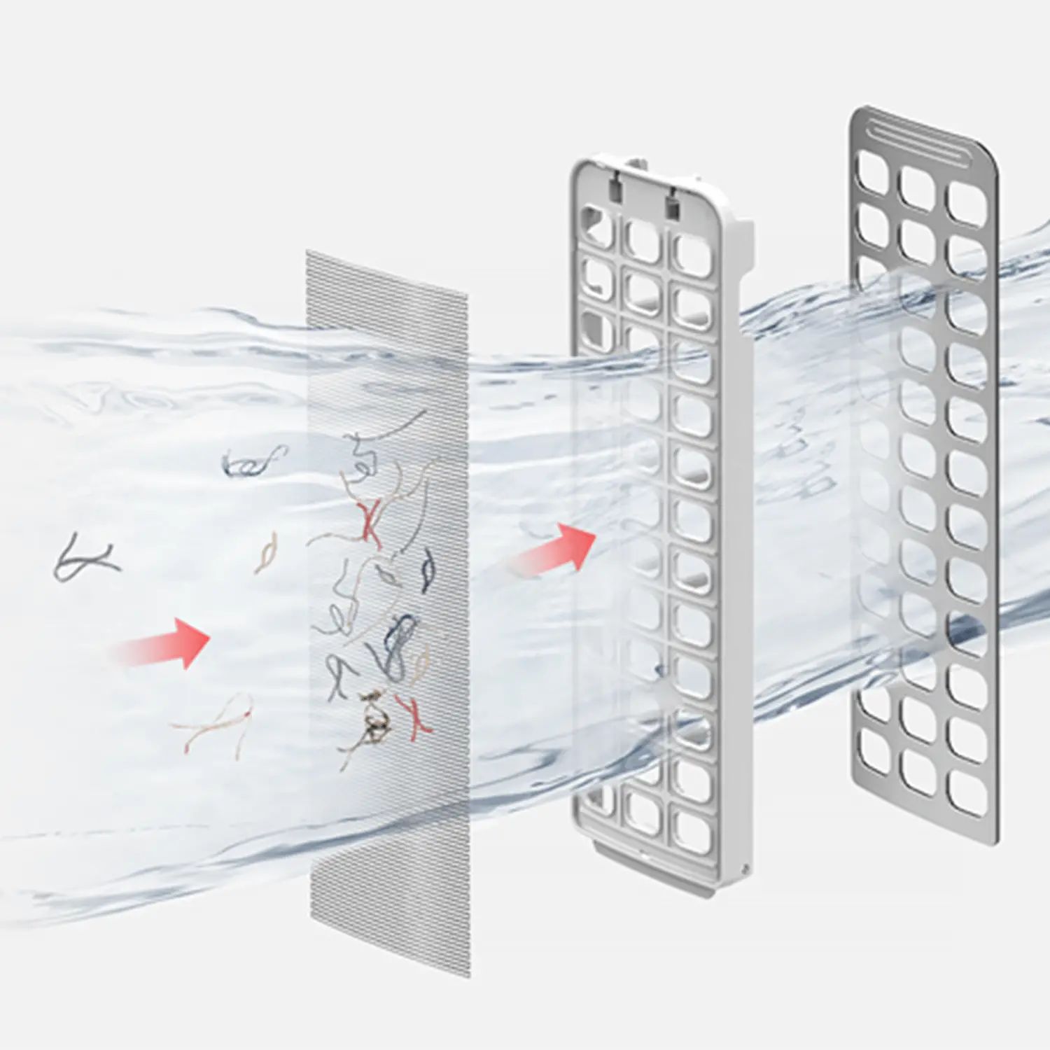 Bộ lọc xơ vải với thiết kế 3 lớp giúp loại bỏ xơ vải hiệu quả