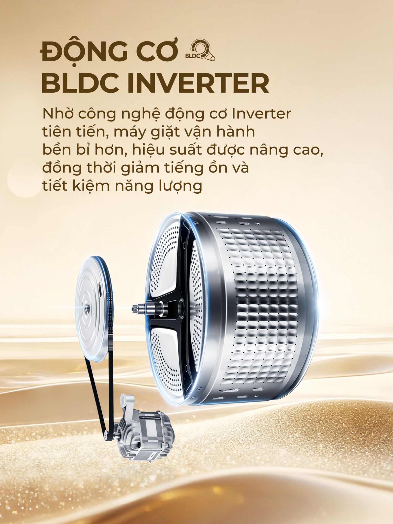 Aqua AW8-BP0533L(S8) cũng được nhà sản xuất trang bị động cơ inverter