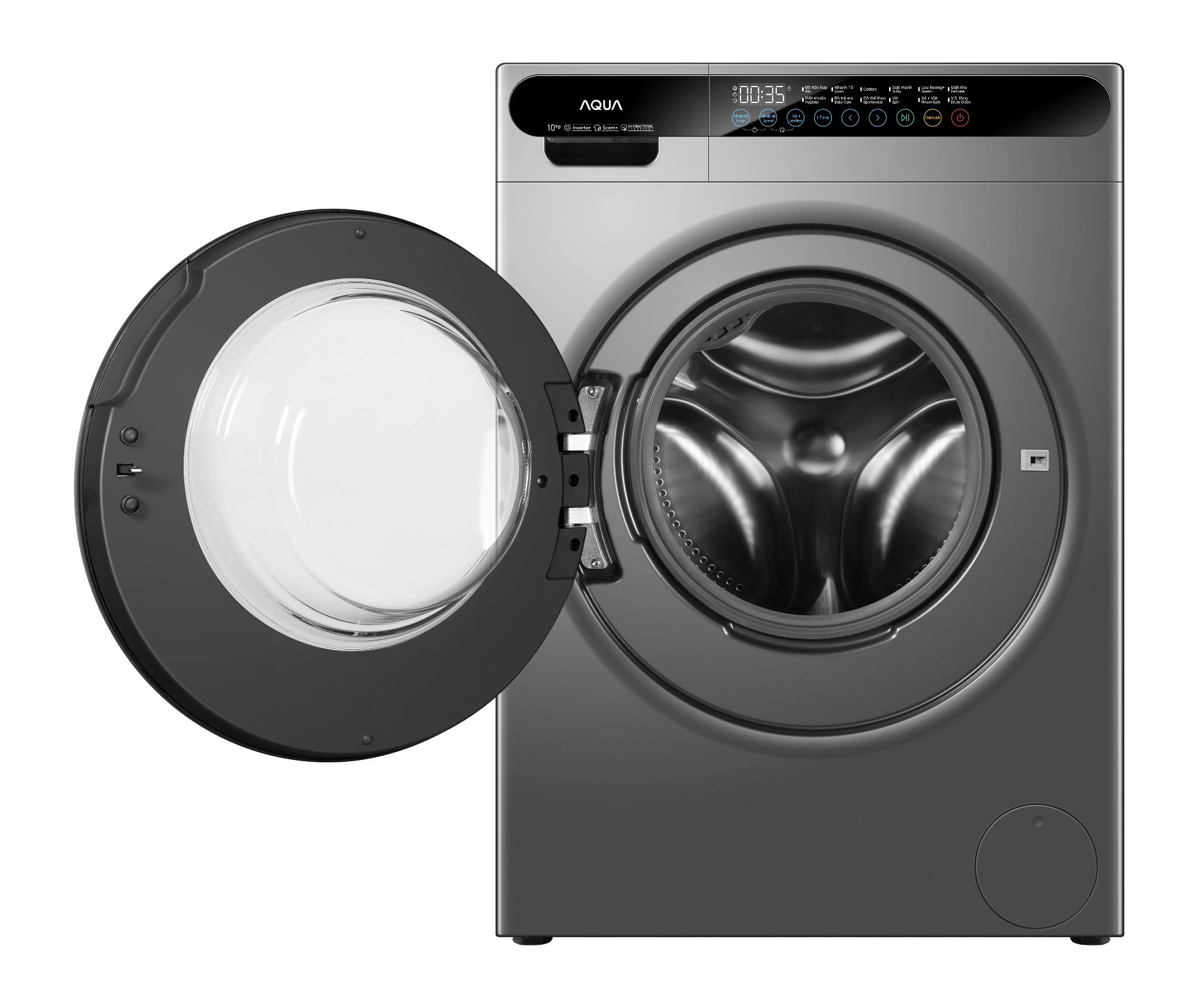 Nắp máy trong suốt, lồng giặt sử dụng thép không gỉ bền bỉ 