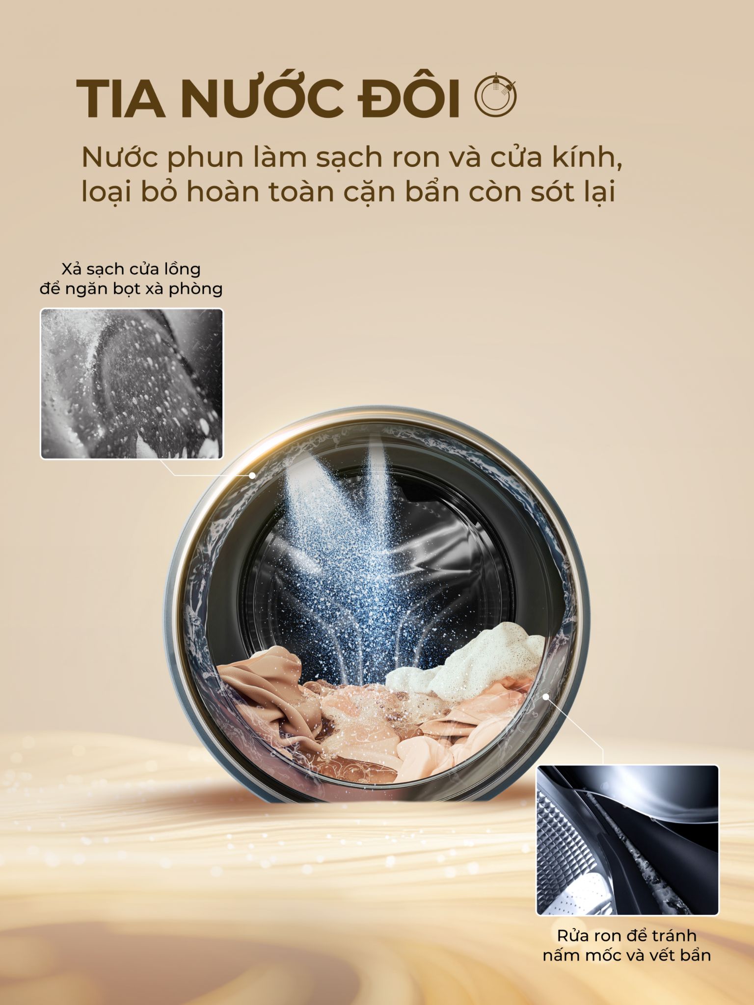 Tổng kho điều hòa, điện máy miền Bắc tại Hà Nội Tia nước đôi tạo ra 2 luồng nước phun song song