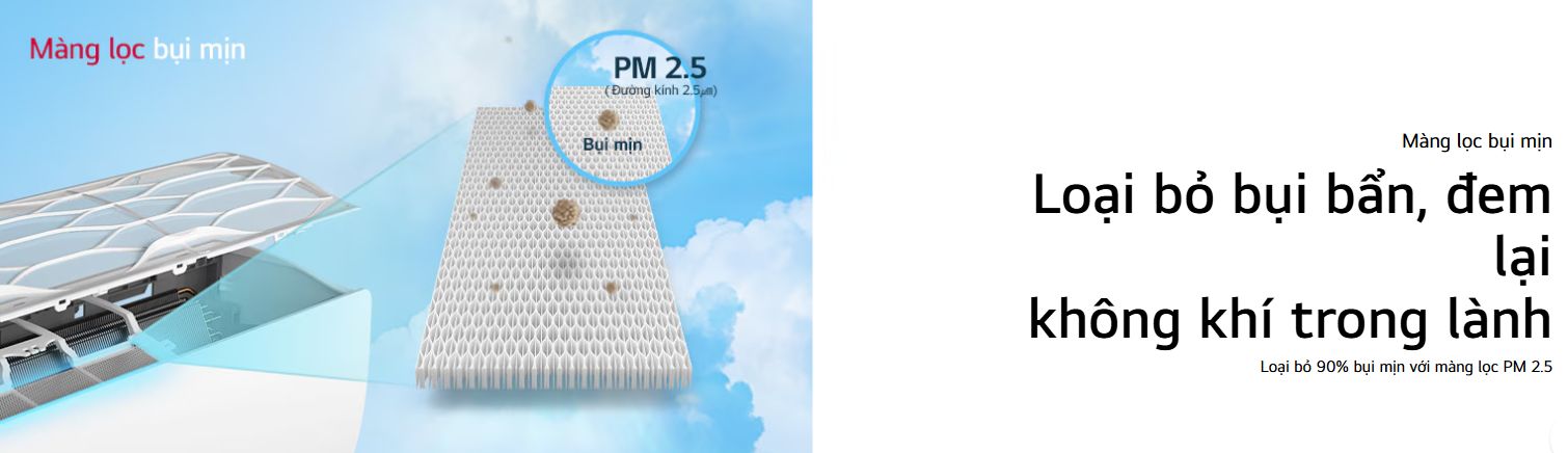 Tổng kho điều hòa, điện máy miền Bắc tại Hà Nội LG IOC09S1 được trang bị màng lọc PM2.5 hiện đại