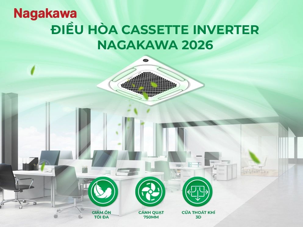 Nagakawa NIT-C24R2U35 được thiết kế cải tiến giúp vận hành êm ái, tiết kiệm điện 