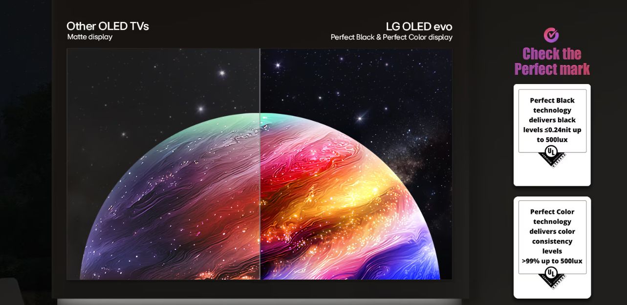 Chiếc TV LG OLED còn sở hữu sắc đen tuyệt đối và sắc màu hoàn hảo
