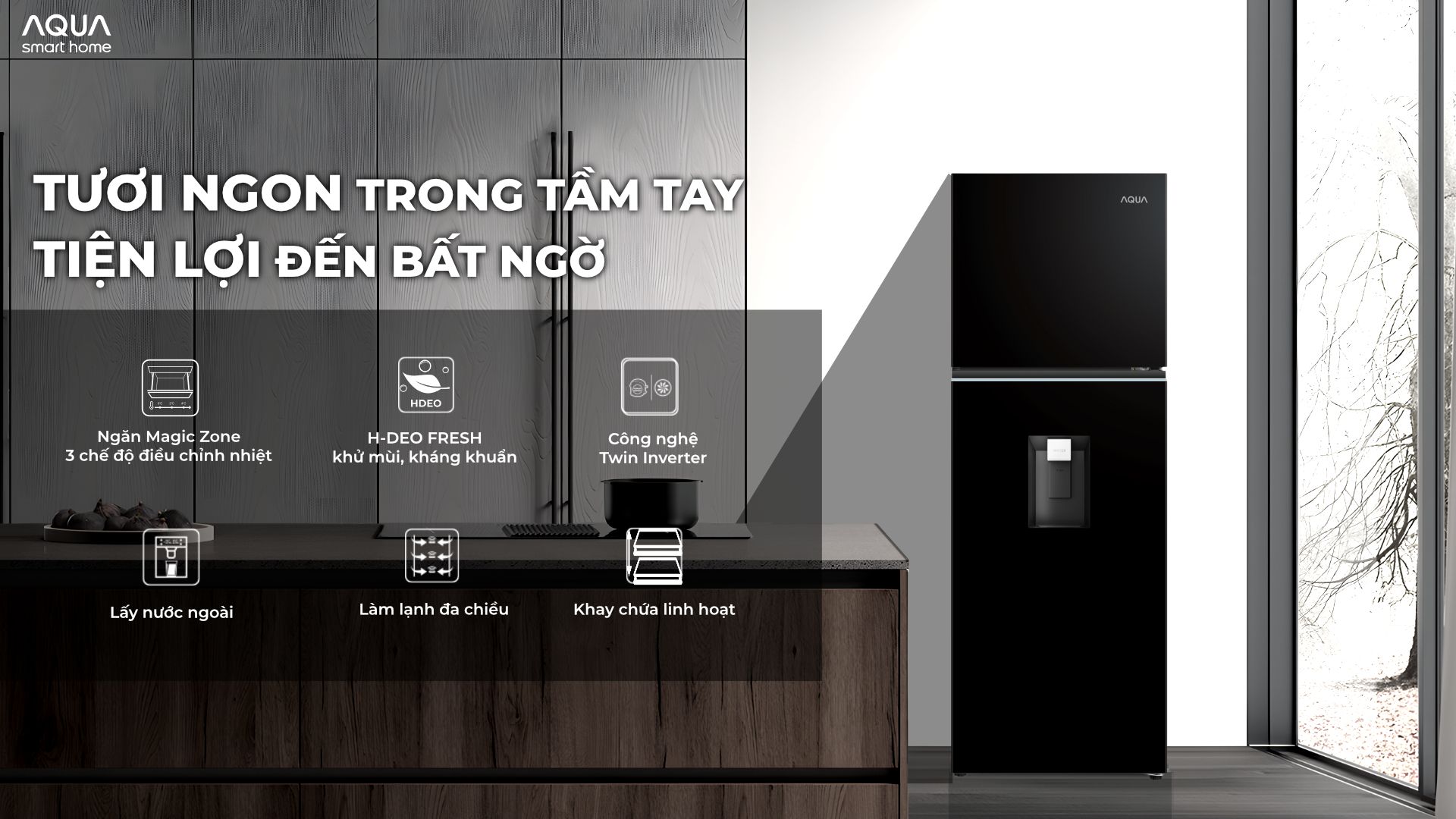 Aqua AQR-T305FA(WLB) được thiết kế với kiểu dáng hiện đại với tone màu đen tinh tế