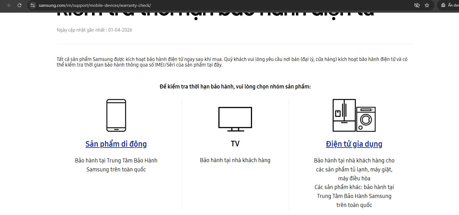 Truy cập vào trang web hỗ trợ của Samsung