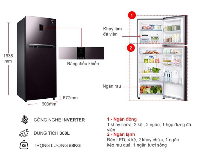 Tủ lạnh Samsung RT29K5532BY/SV 300 lít Inverter 