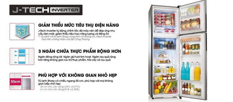 thinh-phat-Tủ lạnh Sharp SJ-X316E-SL công nghệ J-Tech inverter