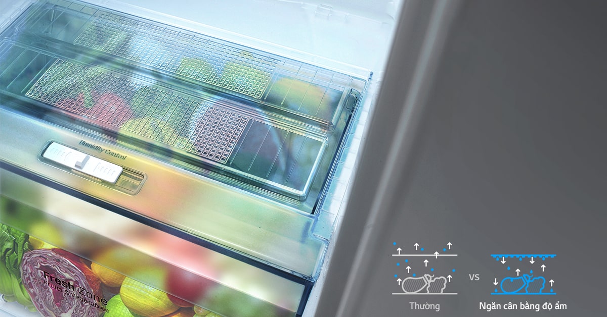 Tủ lạnh LG Inverter GR-B247JS 626 lít, cân bằng độ ẩm