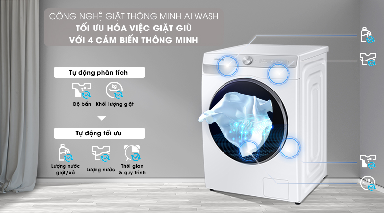 Máy giặt Samsung WW10TP44DSH/SV, giặt thông minh