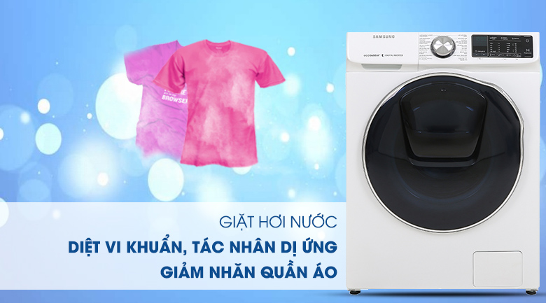 Máy giặt Samsung WD10N64FR2W/SV,, giặt hơi nước hiệu quả