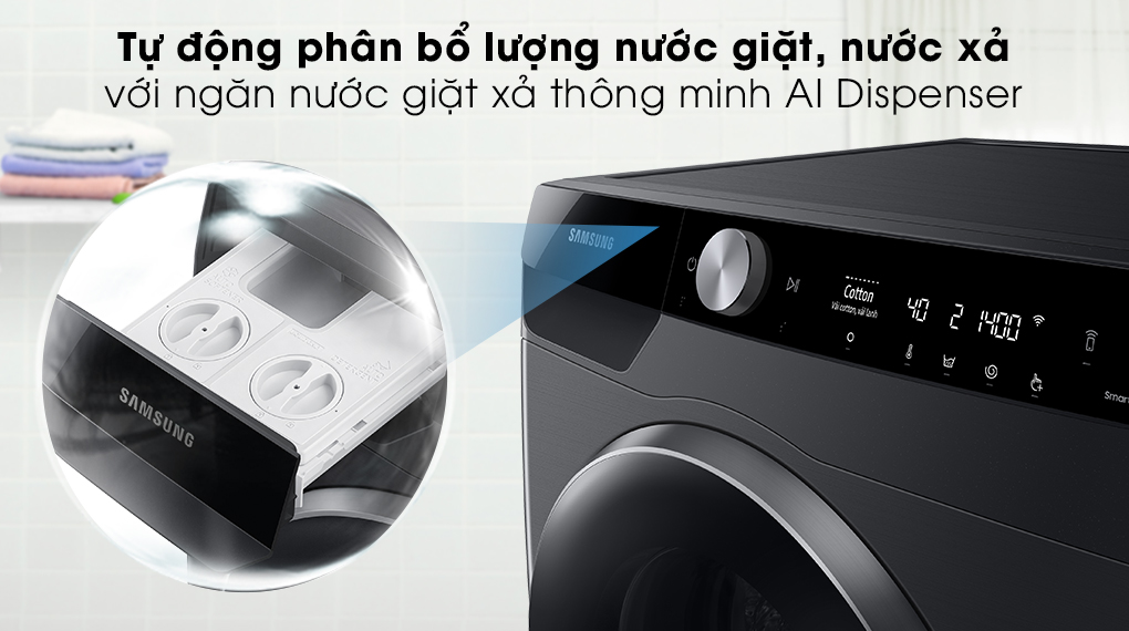 Máy giặt Samsung WW10TP44DSB/SV, ngăn chứa nước giặt