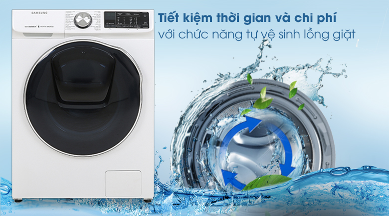 Máy giặt sấy Samsung WD10N64FR2W/SV , tự vệ sinh lồng giặt 