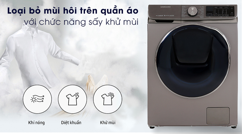 Máy giặt sấy Samsung WD10N64FR2X/SV, sấy khử mùi