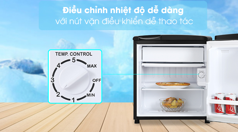 Tủ lạnh Aqua AQR-D59FA(BS) 50 lít, núm văn điều chỉnh