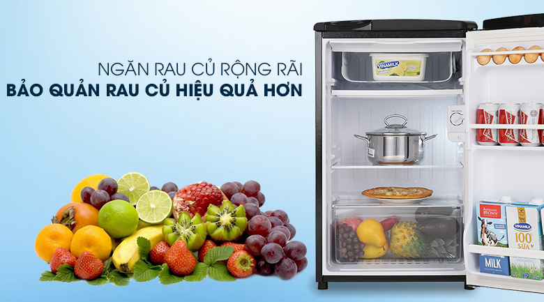 Tủ lạnh Aqua 90 lít AQR-D99FA(BS), ngăn rau củ