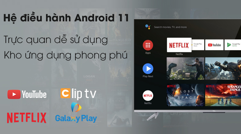 Tivi Android QLED TCL 4K 65 inch 65Q726, hệ điều hình Androi