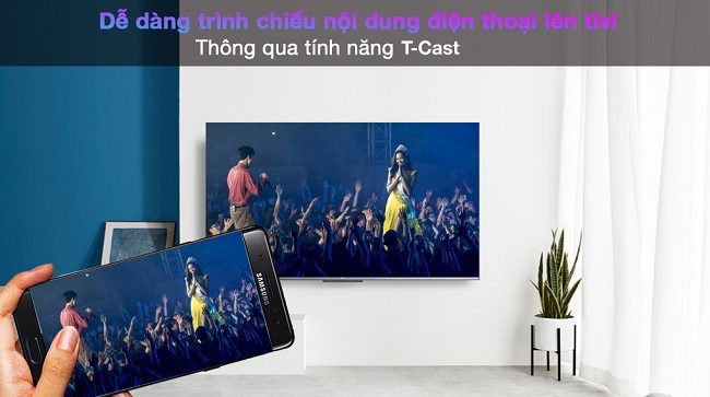 Tivi Android TCL 4K 55 inch 55P725, chiếu đt lên màn hình Tivi