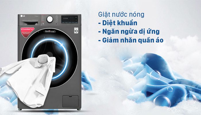 Máy giặt LG 11 kg FV1411S3B Inverter , giặt nước nóng