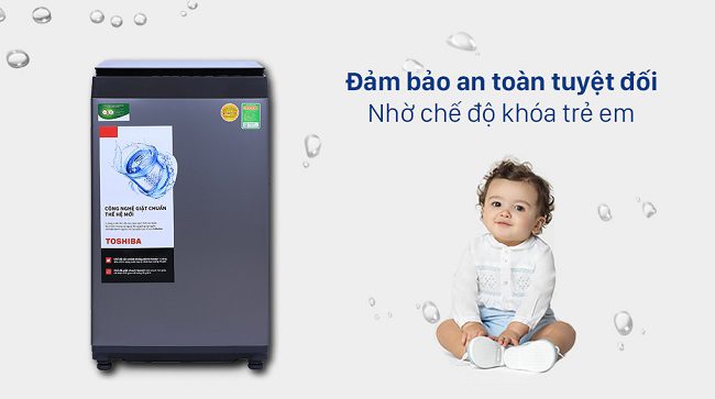 Máy giặt Toshiba 7 Kg AW-L805AV (SG) [2021], khóa trẻ em 