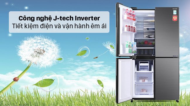 Tủ lạnh Sharp Inverter 525 lít SJ-FX600V-SL, tiết kiệm điện