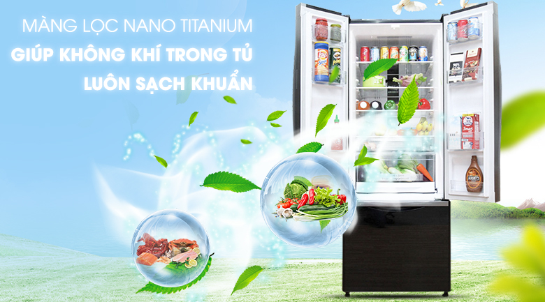 Tủ lạnh Hitachi Inverter 382 lít R-FWB475PGV2 (GBK), màng lọc Titanium