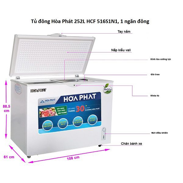 thinh-phat-Tủ đông Hòa Phát HCF-516S1N1