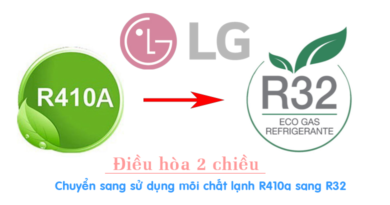 Điều hòa LG 2 chiều chuyển từ Gas R410a sang R32