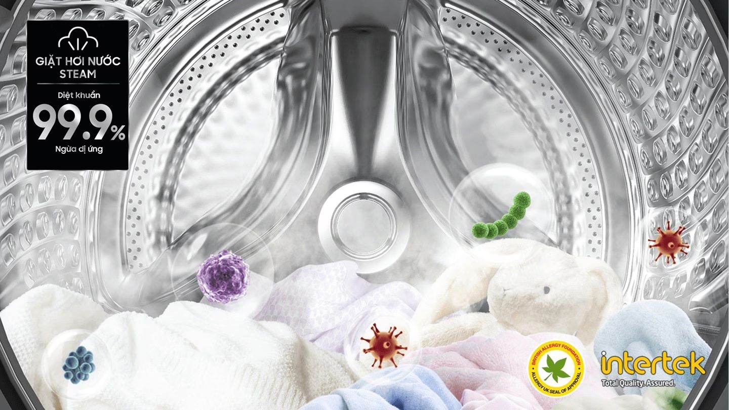 Công nghệ giặt hơi nước Hygiene Steam sử dụng hơi nước có nhiệt độ cao