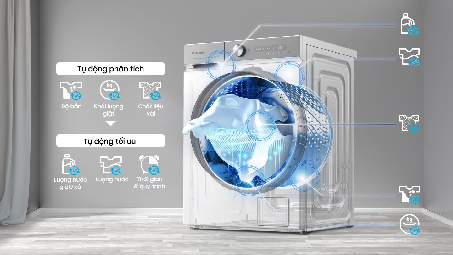 Với công nghệ giặt cảm biến thông minh AI Wash