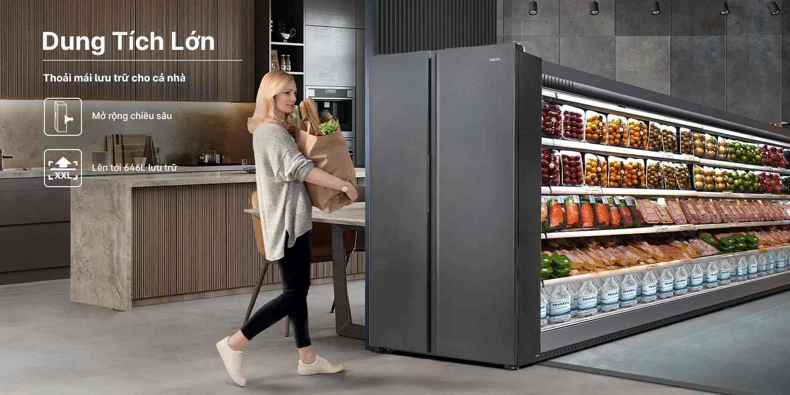 thinh-phat-Tổng quan thiết kế tủ lạnh Aqua AQR-S682XA(SLB)