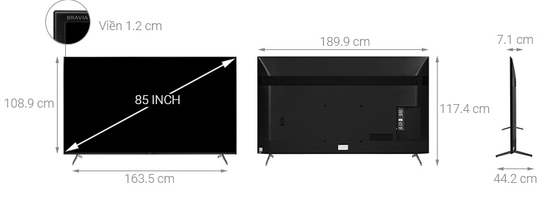 thinh-phat-Kích thước tivi 85 inch Sony