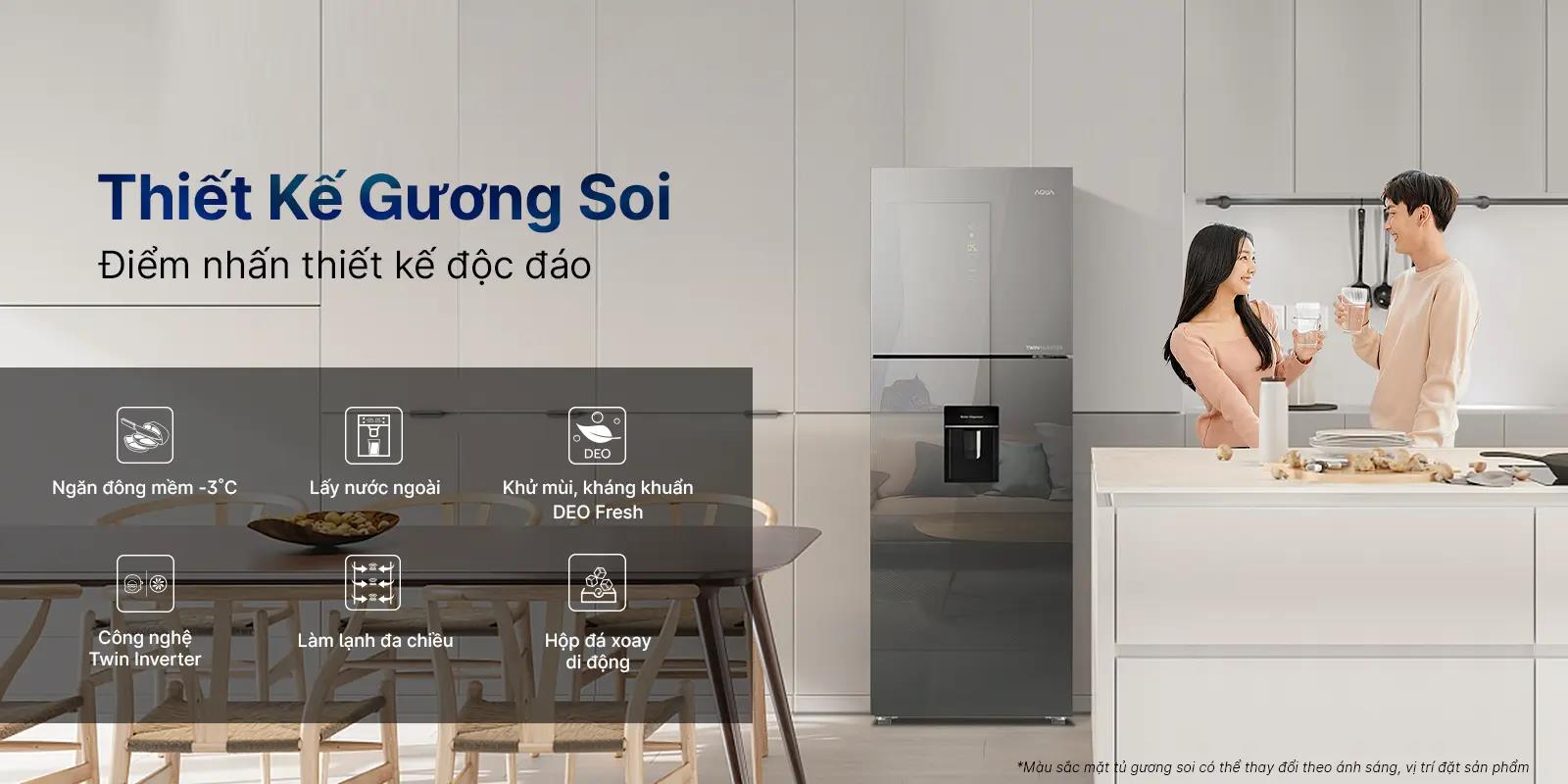 thinh-phat-Tổng quan thiết kế tủ lạnh Aqua AQR-T390FA(WGM)