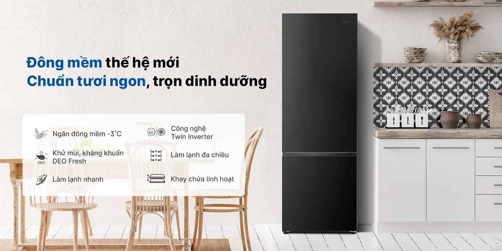 thinh-phat-Tổng quan thiết kế tủ lạnh Aqua AQR-B390MA(FB)