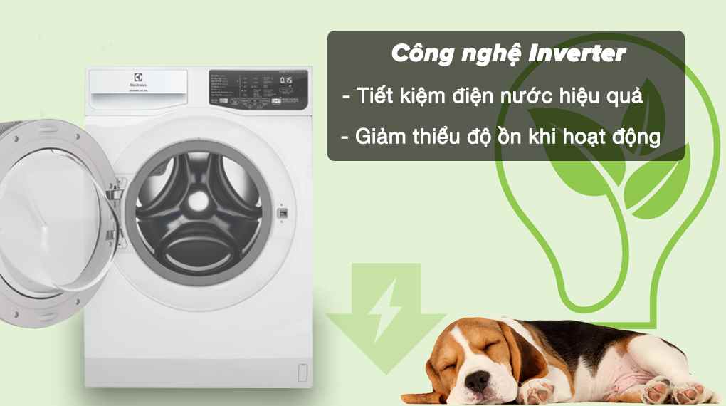 Với công nghệ inverter hiện đại, máy giặt Electrolux EWF9025DQWB