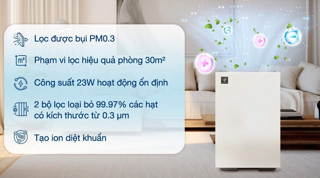 Trang bị công nghệ Plasmacluster ion tiên tiến