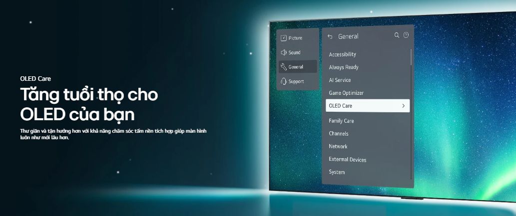 Công nghệ tấm nền OLED Care có độ bền cao
