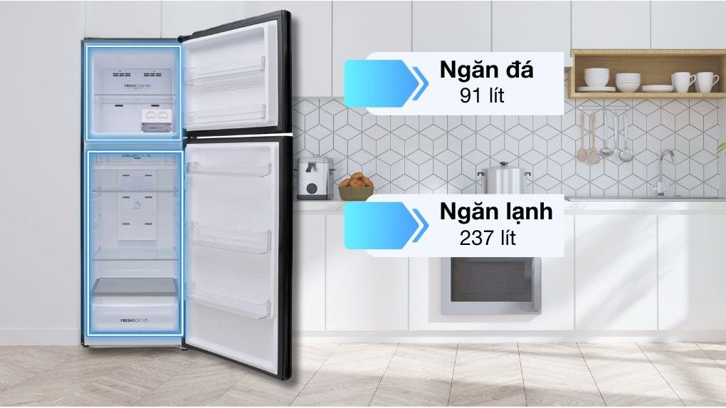 Dung tích thực của tủ là 328 lít 