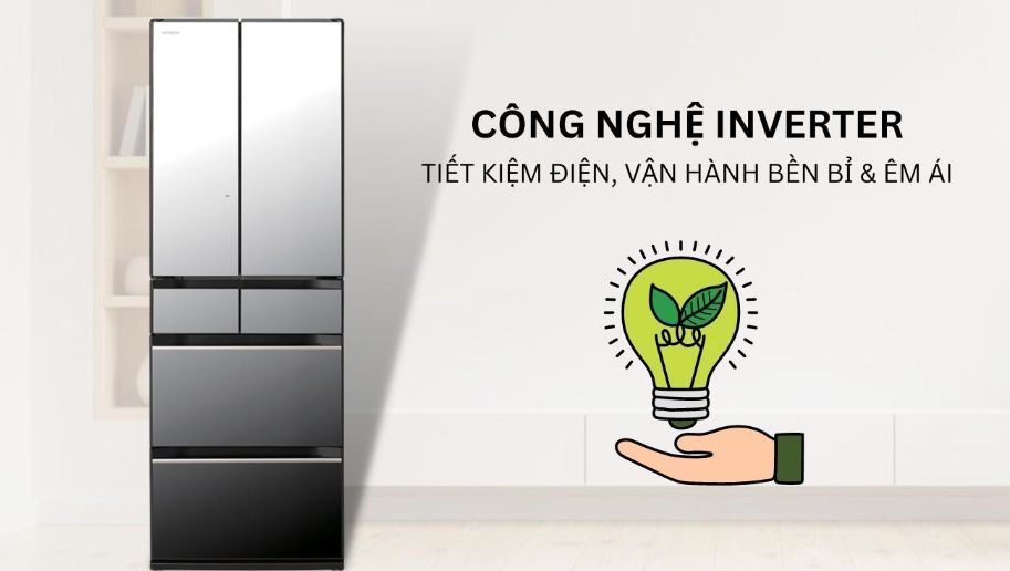 Máy nén sử dụng công nghệ Inverter có khả năng vận hành êm ái, tiết kiệm điện