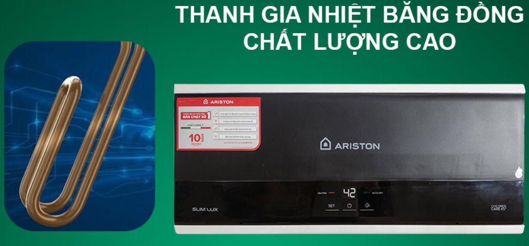 Bình nước nóng SLIM3 20 LUX VN sử dụng thanh đốt đồng chất lượng cao