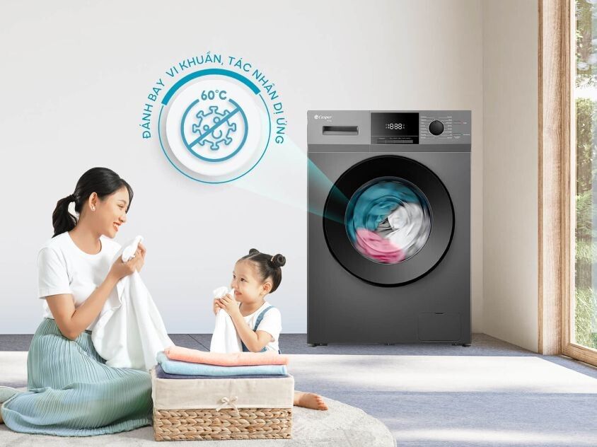 Công nghệ giặt hơi nước Steam Wash sẽ làm giặt quần áo với mức nhiệt là 60 độ C