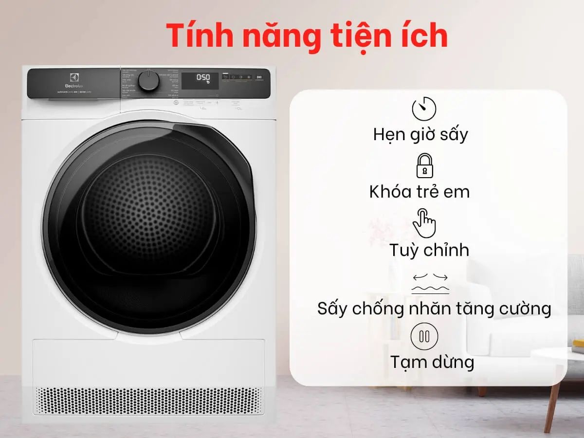 Electrolux EDH803J5WC sở hữu nhiều chế độ sấy khác nhau