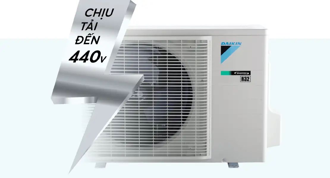 Mạch điện tử đã được trang bị thêm trên dàn nóng có thể chịu tải tới 440V