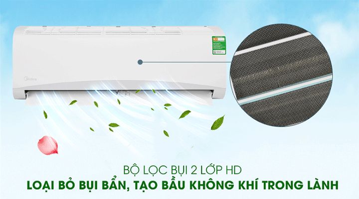 Bộ lọc bụi HD giúp lọc sạch toàn bộ bụi bẩn, vi khuẩn, nấm mốc