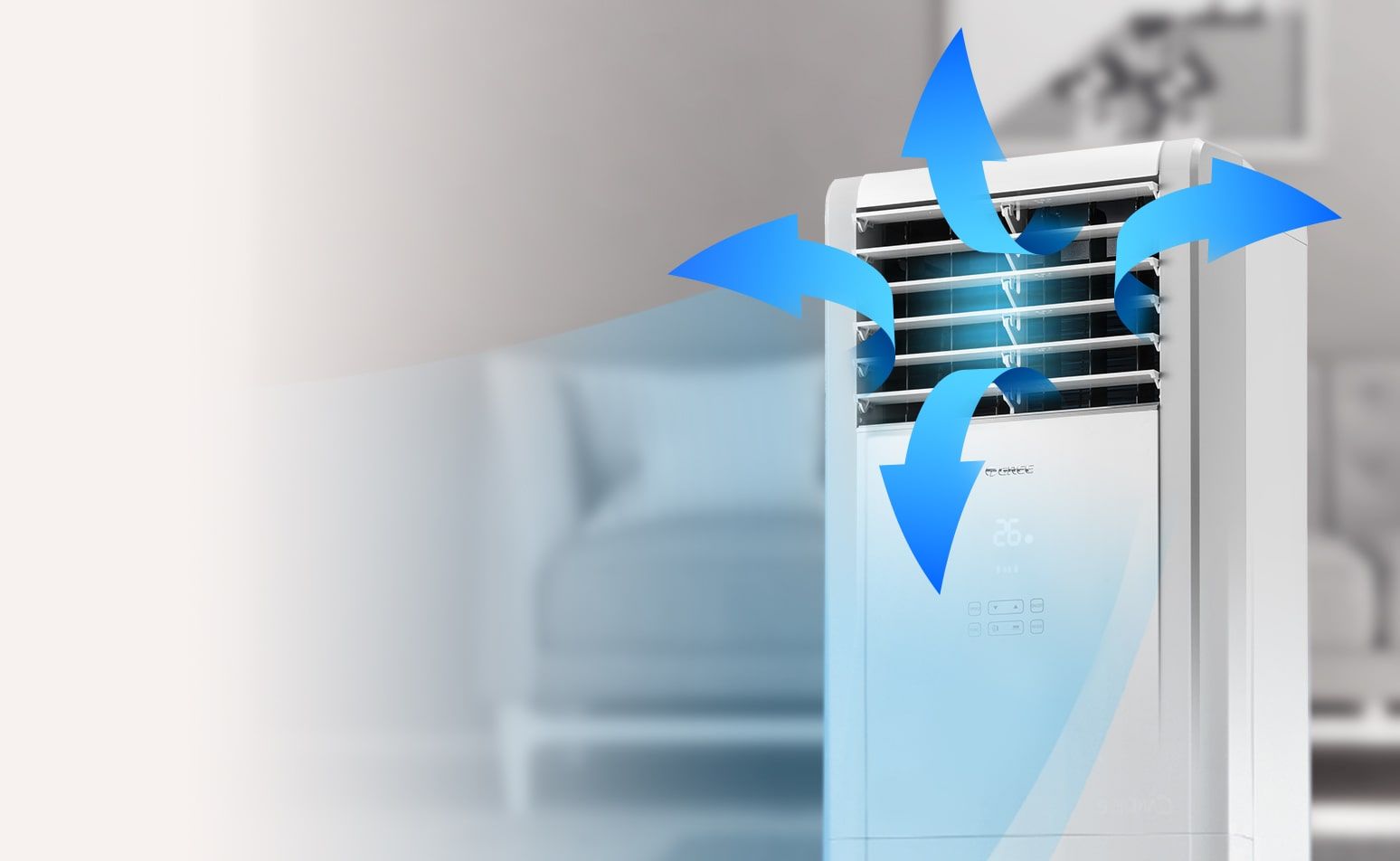 Cánh đảo gió của máy lạnh Gree GVC24AM-K6NNC7B được thiết kế theo 4 hướng thổi