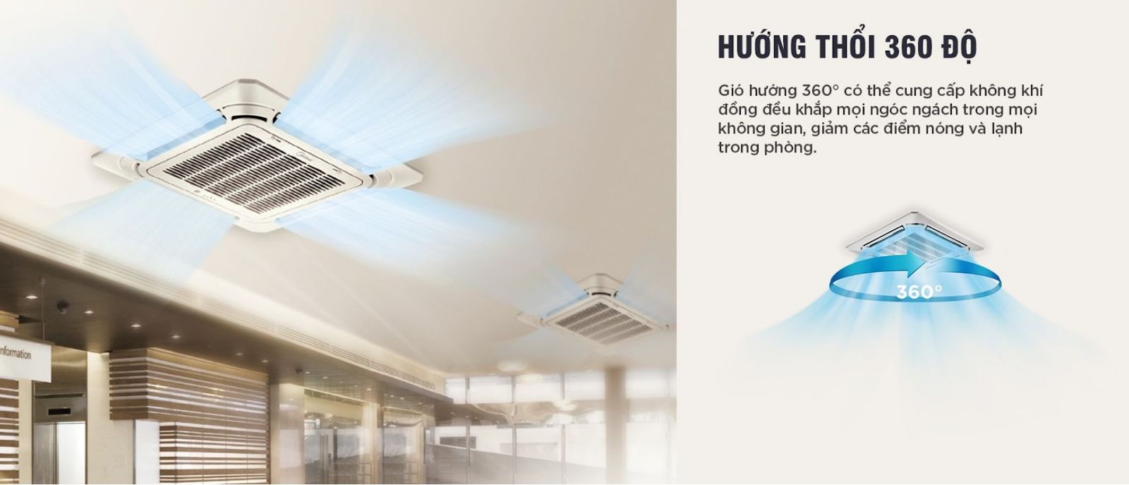 Điều hòa Midea MCD1-36CRDN8 âm trần có thể khuếch tán khí lạnh 360 độ