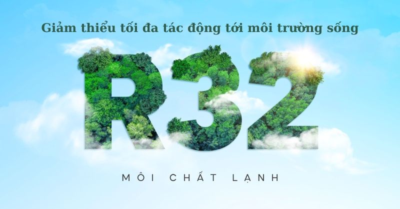 Môi chất làm lạnh sử dụng là dòng gas R32