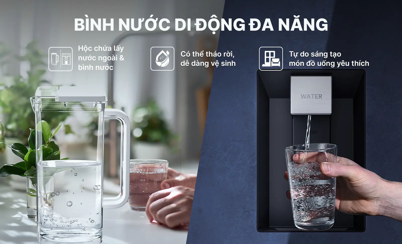 Tính năng lấy nước ngoài thông minh giúp người dùng nhanh chóng thưởng thức những ly nước mát lạnh