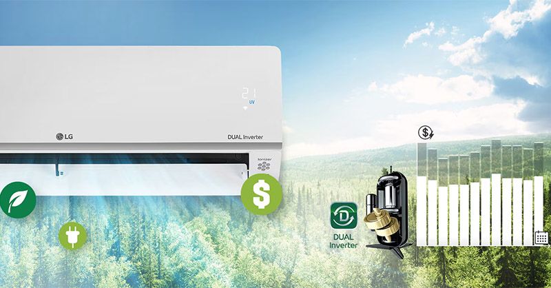 Công nghệ máy nén Dual inverter giúp vận hành êm ái và tiết kiệm điện 